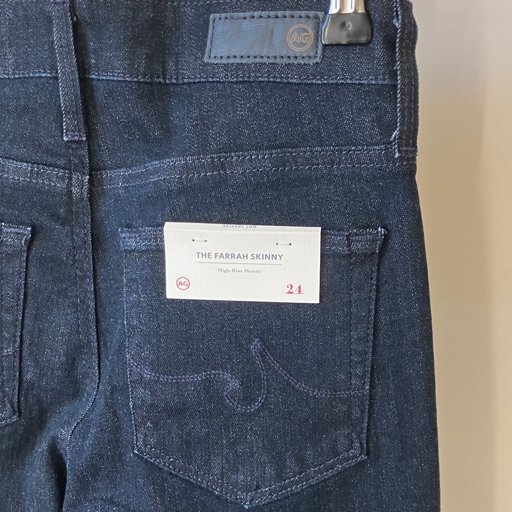 AG “The Farrah” High-Rise Skinny Women's Dark Blue Jeans Size 24 NWT - Picture 5 of 10